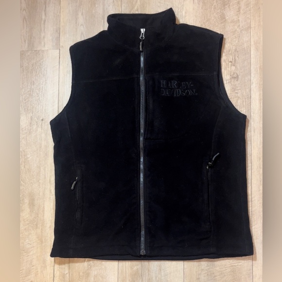 Harley-Davidson Women’s Skull Black Fleece Vest Size Medium - Picture 3 of 7